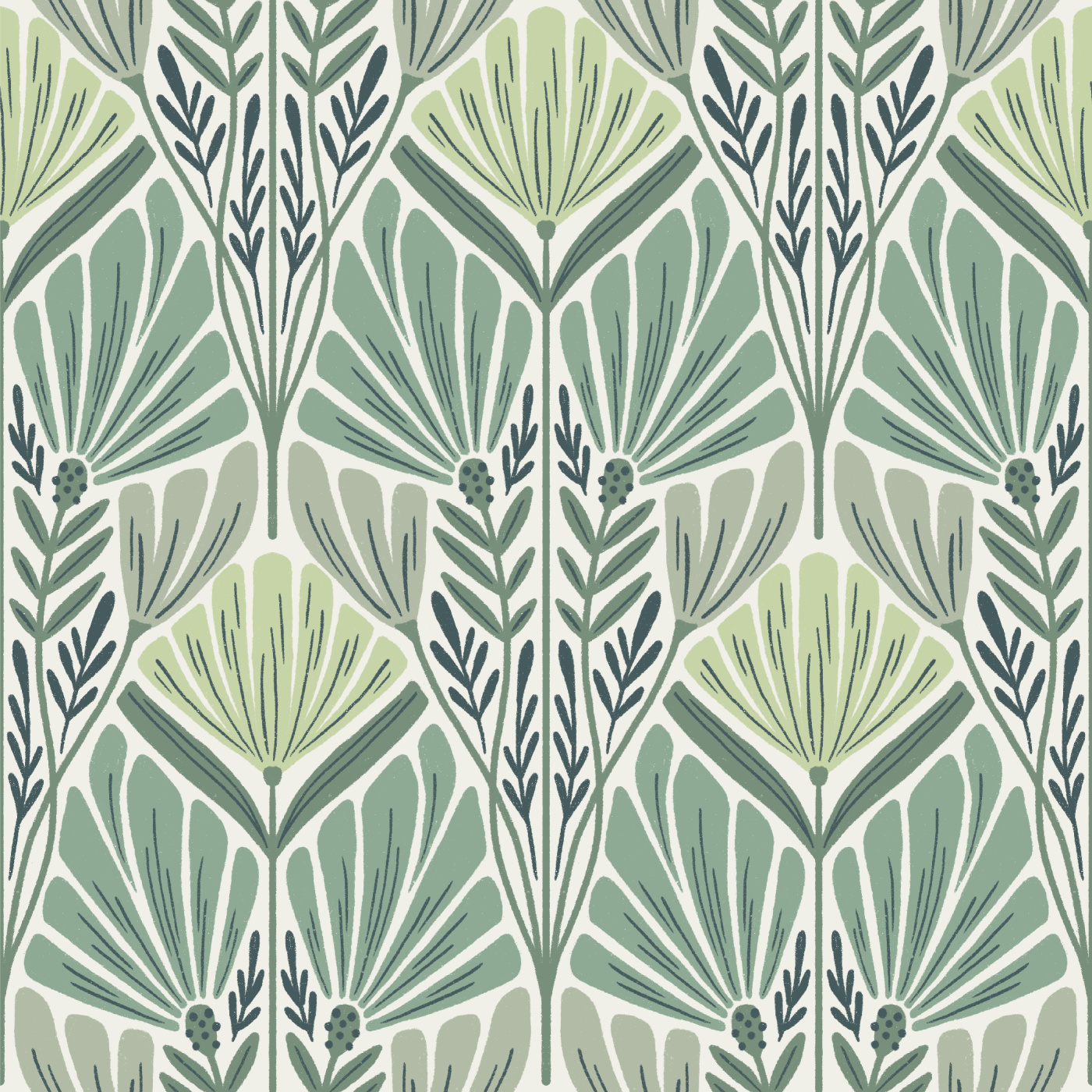Botanical Art Deco Wallpaper