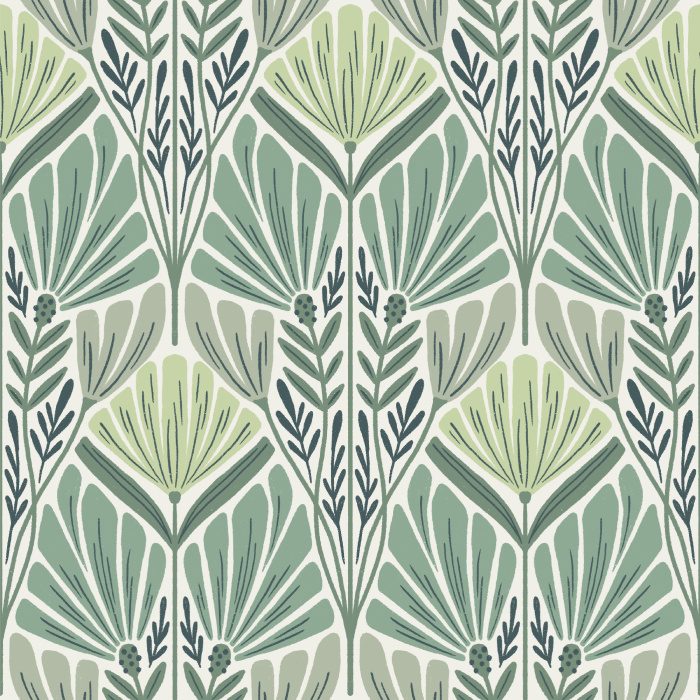 Create a stunningly elegant space with our Botanical Art Deco Peel and Stick Wallpaper.