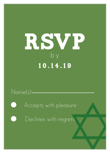 Get a perfect head count for your celebration with our Subtle Watermark Bar Mitzvah Response Cards.
