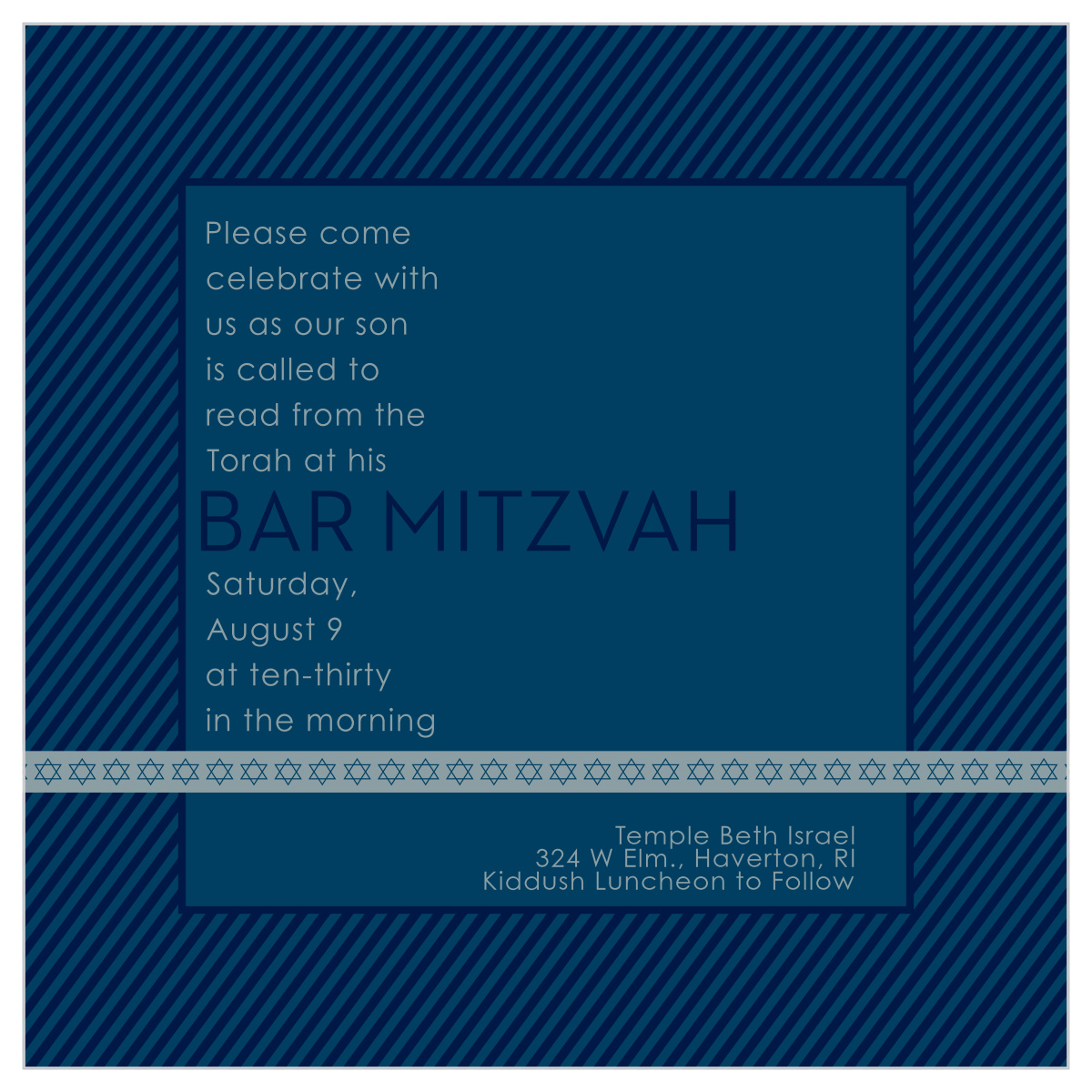 Diagonal Stripes Bar Mitzvah Invitations