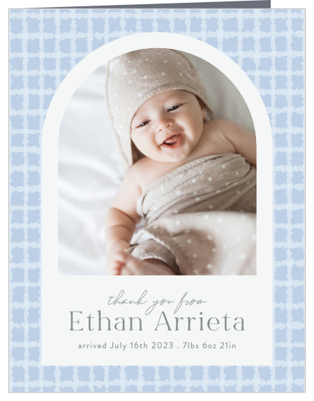 Thank everyone that's helped you out with our Waffle Blanket Birth Announcement Thank You Cards.