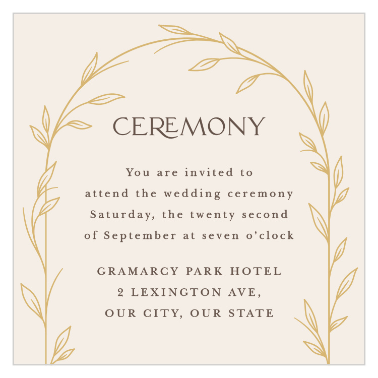 Arched Vine Ceremony Cards