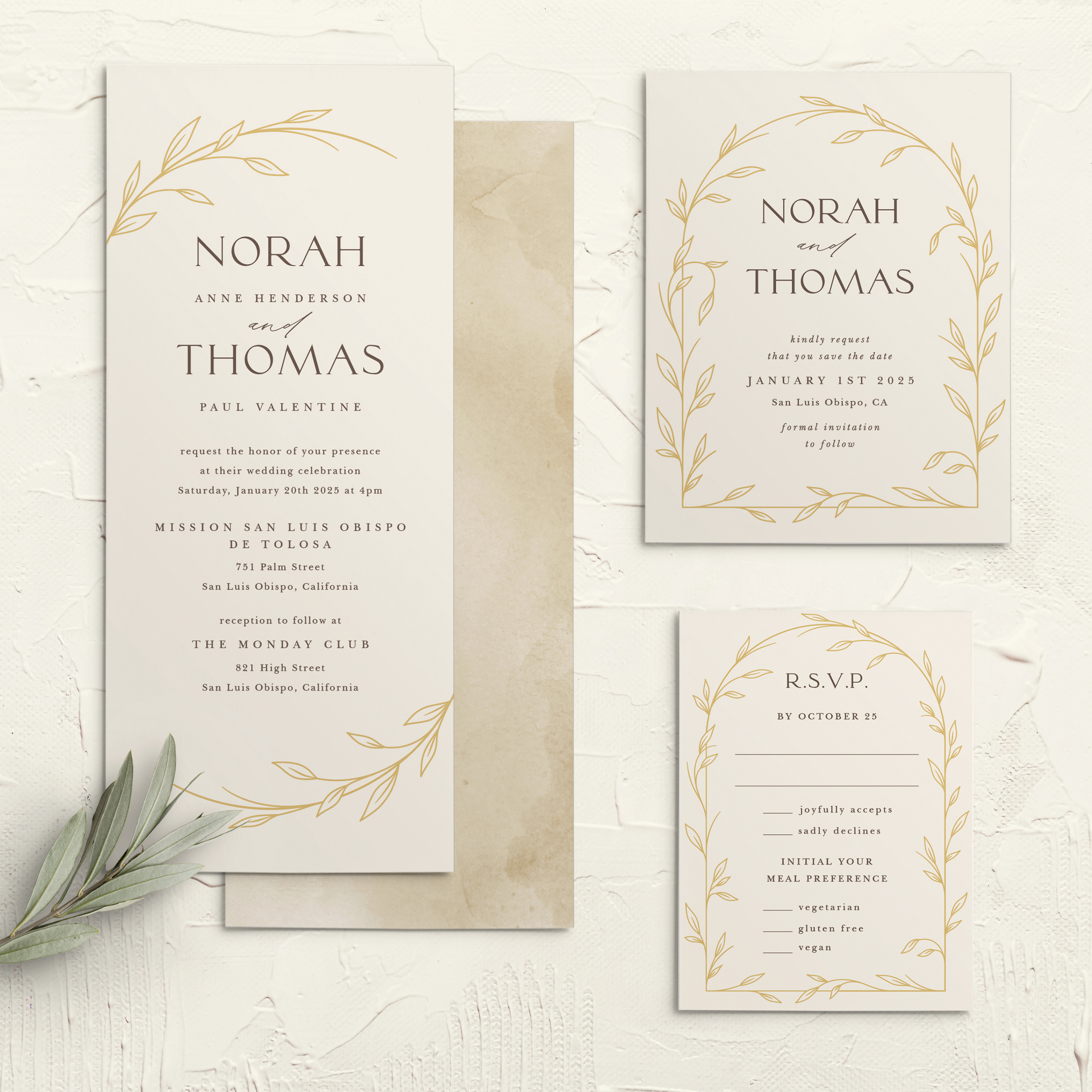 Arched Vine Tea Wedding Invitations