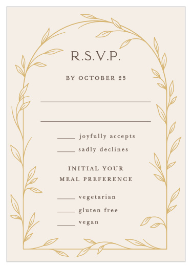 Our Arched Vine Response Cards are sure to let you know how many friends and family members plan to attend your wedding.