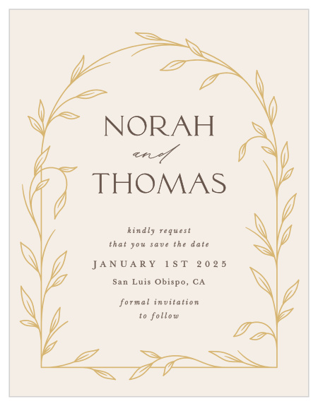 Our Arched Vine Save the Date Cards let family and friends know that you are engaged and soon to be married!