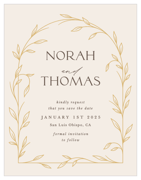 Our Arched Vine Save the Date Cards let family and friends know that you are engaged and soon to be married!