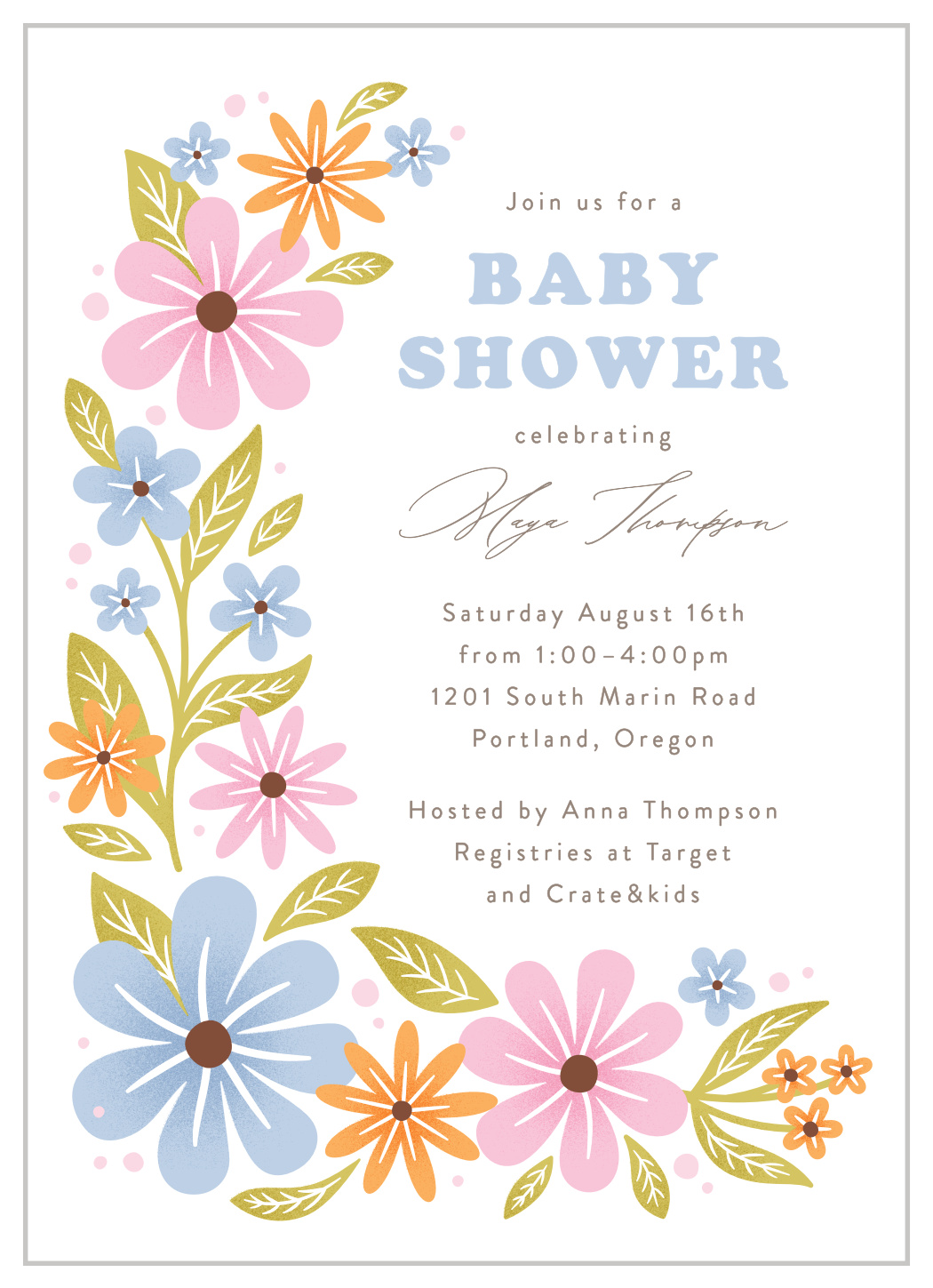 Flower Power Baby Shower Invitations