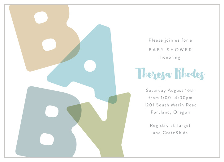 Shout the big news out loud with our Stamped Overlay Baby Shower Invitations.