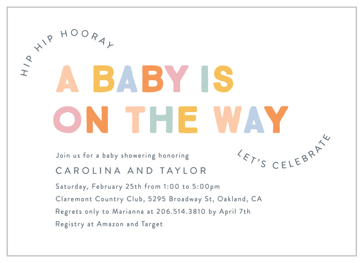Bring your closest friends and family together to celebrate your bundle of joy coming soon with our On The Way Baby Shower Invitations.