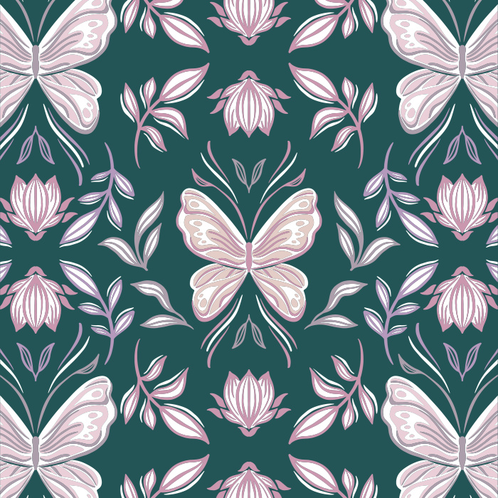 Add a whimsical touch of nature to any wall in your home with our Butterfly Lotus Peel and Stick Wallpaper.