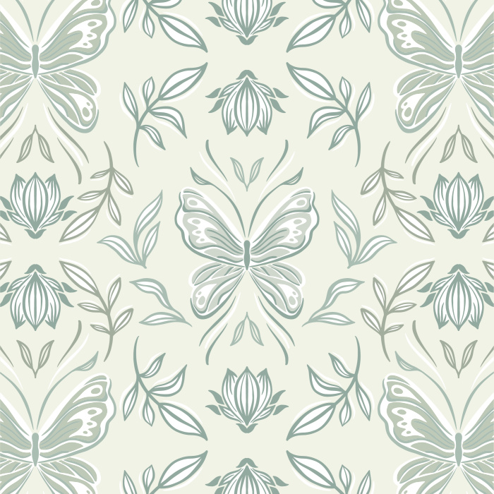 Add a whimsical touch of nature to any wall in your home with our Butterfly Lotus Peel and Stick Wallpaper.