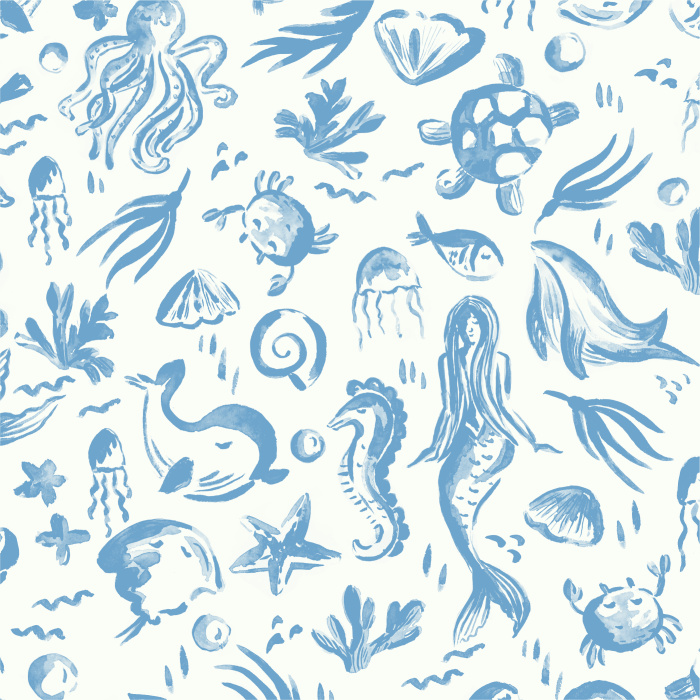 Transform your child's room into an underwater adventure with our Mermaid Story Peel and Stick Wallpaper.