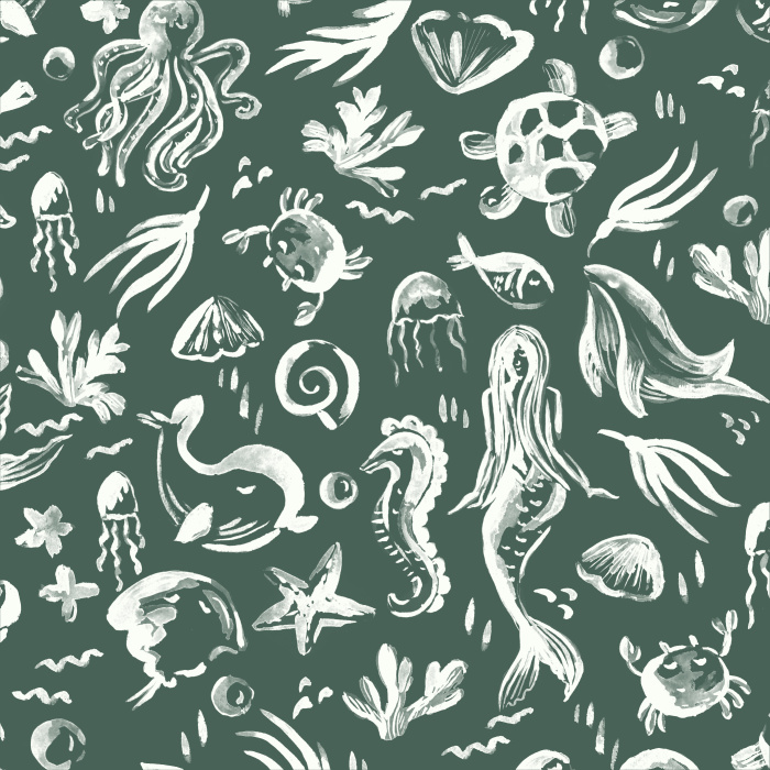 Transform your child's room into an underwater adventure with our Mermaid Story Peel and Stick Wallpaper.