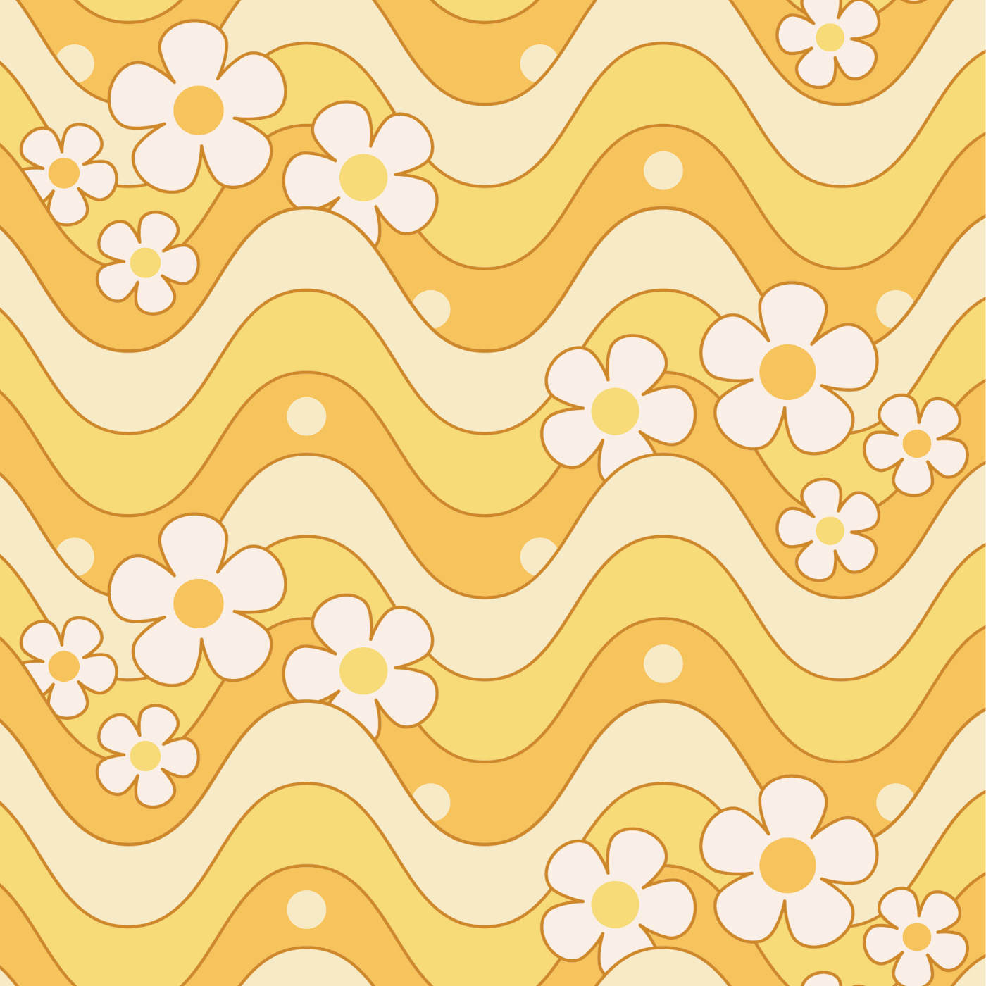 Smiling Daisy Flower Fabric, Wallpaper and Home Decor