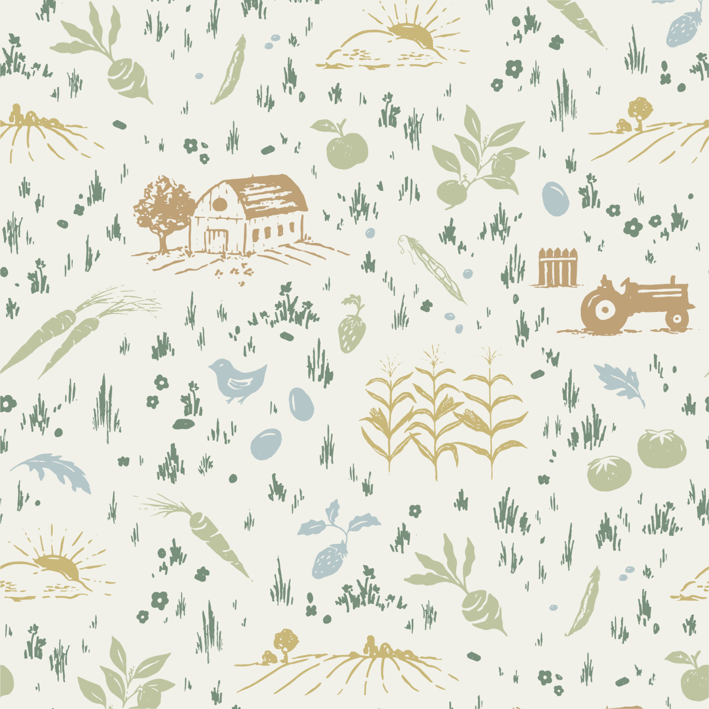 Fun at the Farm Wallpaper in Multicoloured – I Love Wallpaper