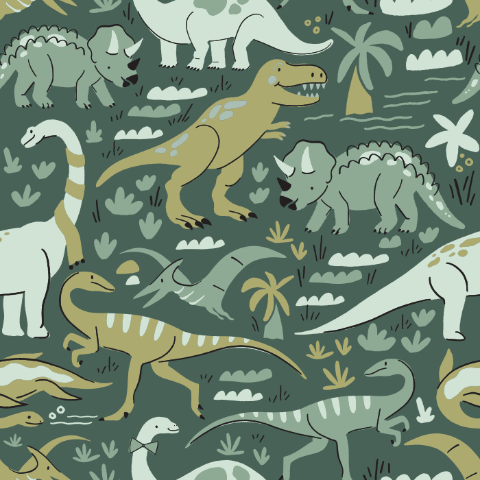 Create the most exciting room in your home with our Dinosaur Romp Peel and Stick Wallpaper. 