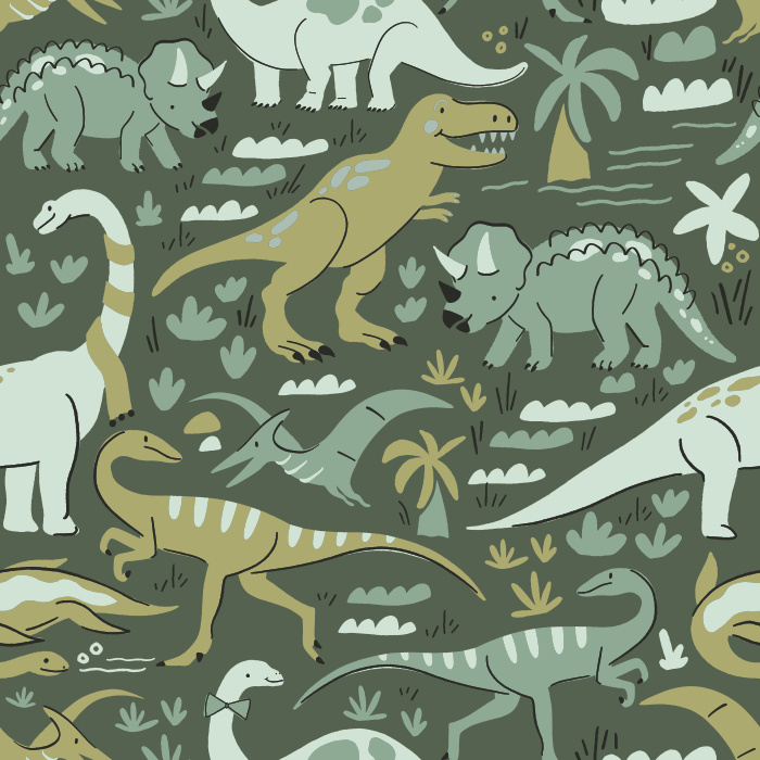 Create the most exciting room in your home with our Dinosaur Romp Peel and Stick Wallpaper. 