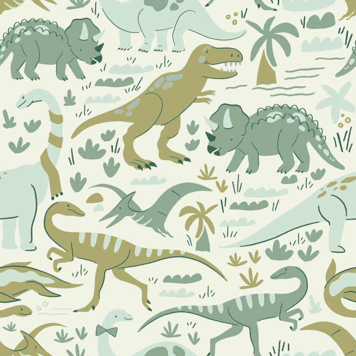 Create the most exciting room in your home with our Dinosaur Romp Peel and Stick Wallpaper. 