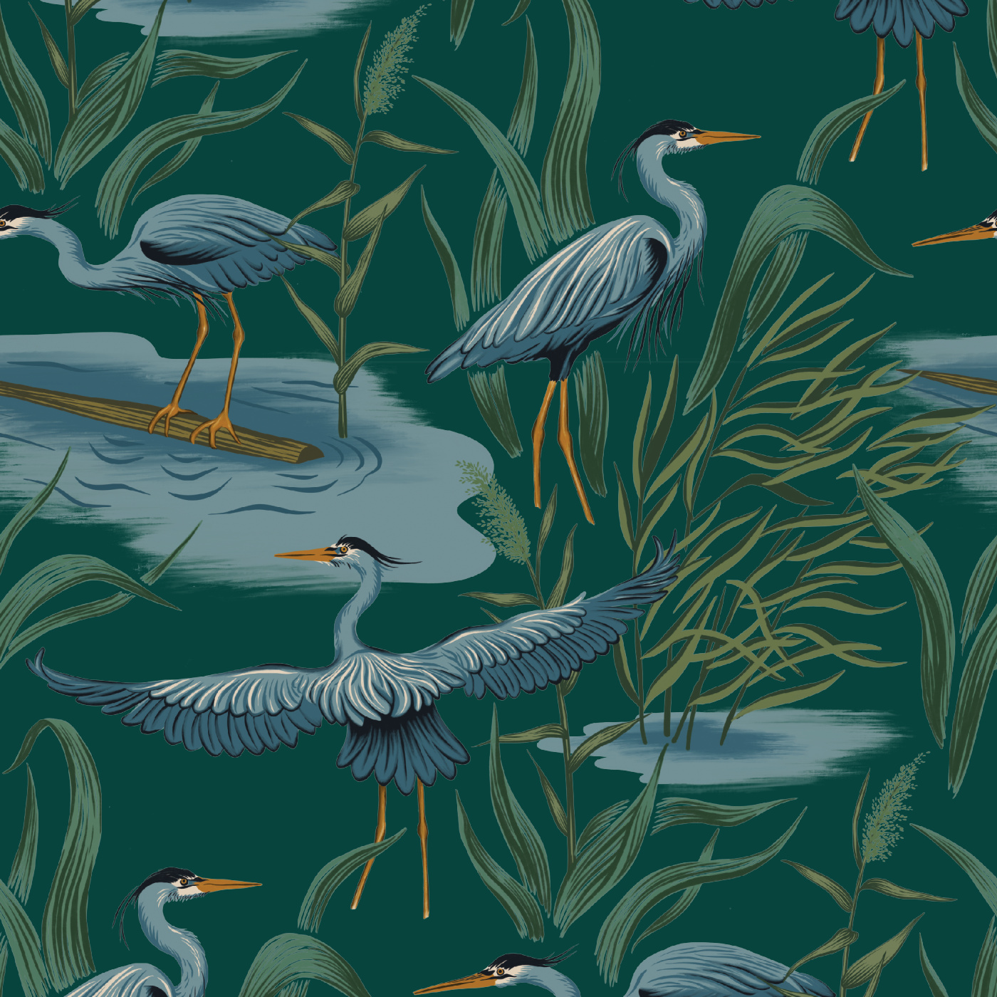 Great Blue Heron Peel and Stick Removable Wallpaper Love vs. Design