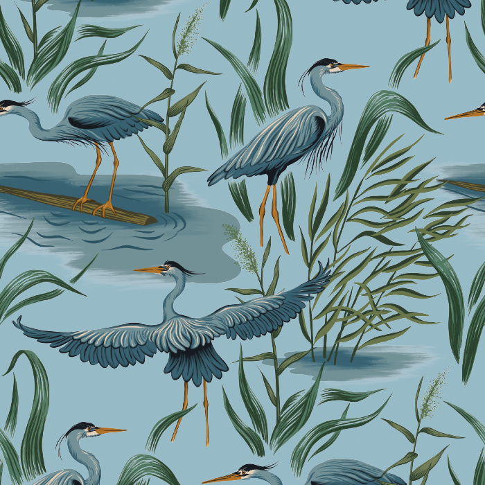 Create a space of serenity with our Great Blue Heron Peel and Stick Wallpaper.