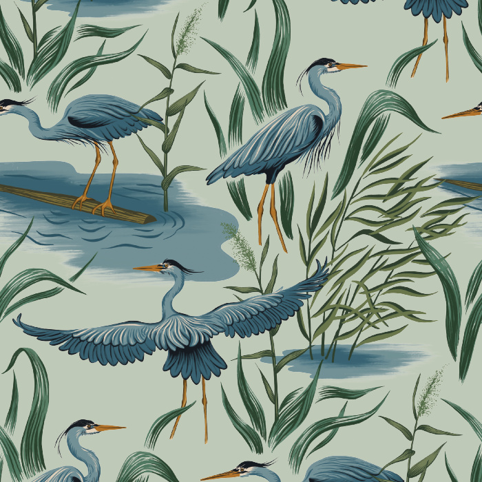 Create a space of serenity with our Great Blue Heron Peel and Stick Wallpaper.