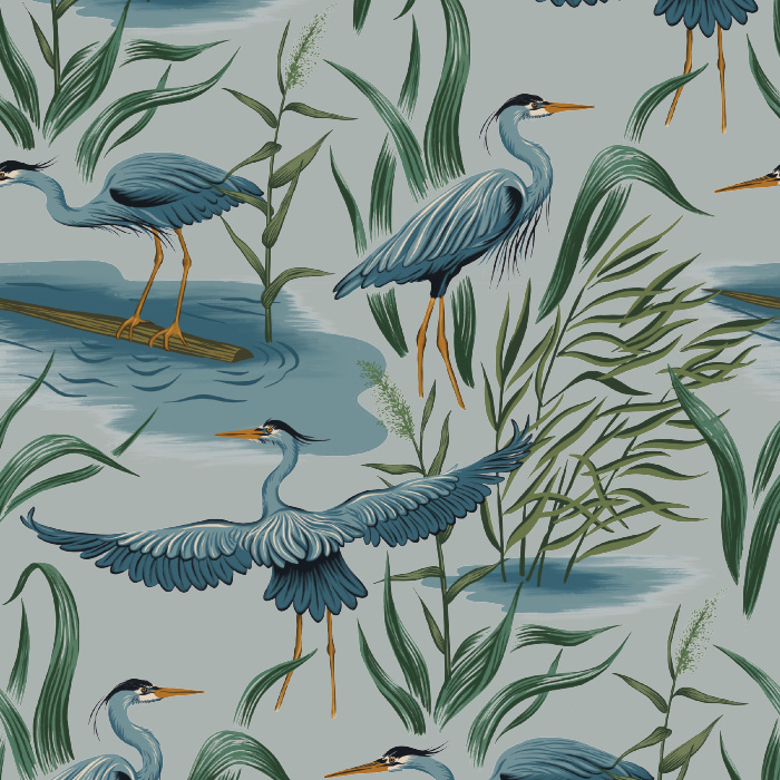 Create a space of serenity with our Great Blue Heron Peel and Stick Wallpaper. 