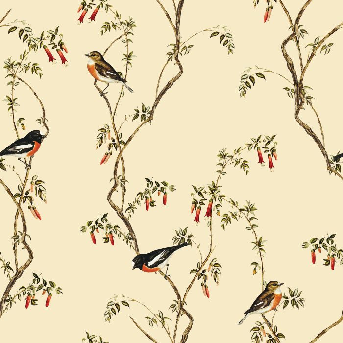 Create something beautiful and classical with our Robin and Vines Peel and Stick Wallpaper.