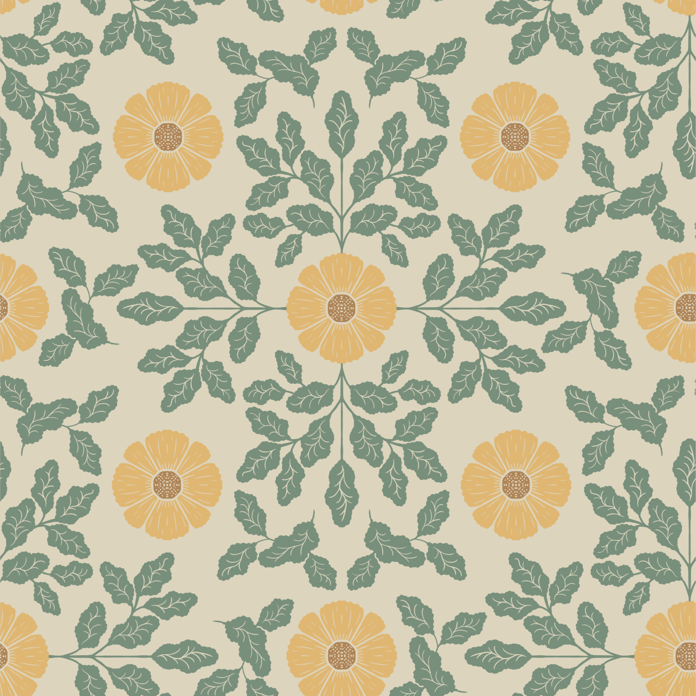 Retro Sunflower Wallpaper