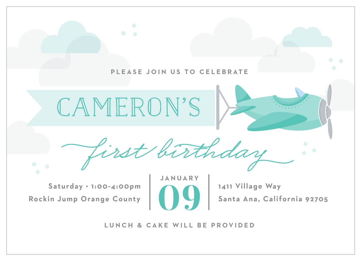 Aerial Airplane First Birthday Invitations