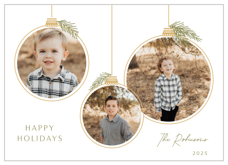 Share your festive spirit with close friends and family this year with our Vintage Ornaments Holiday Cards.