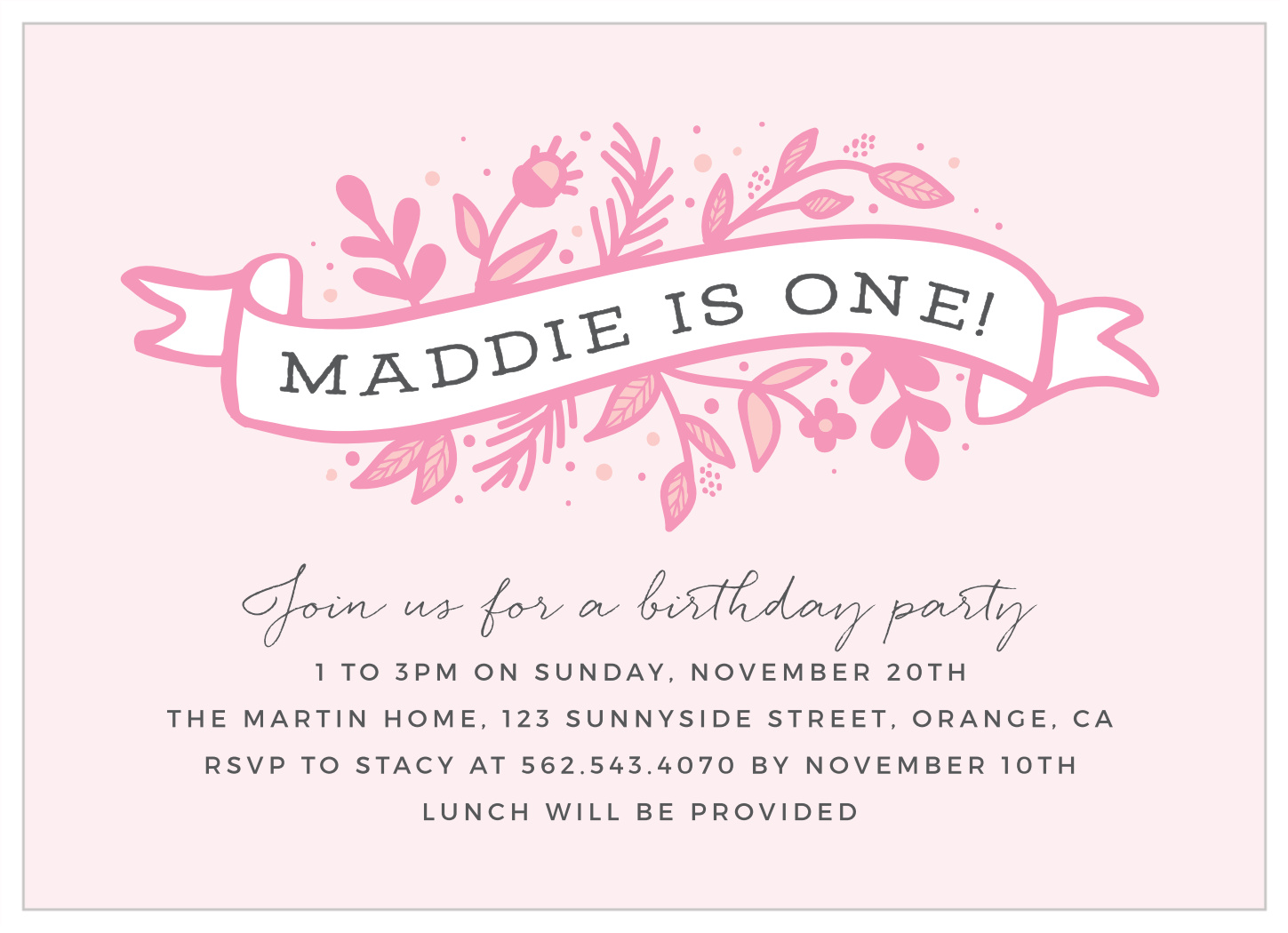 Baby Banner First Birthday Invitations