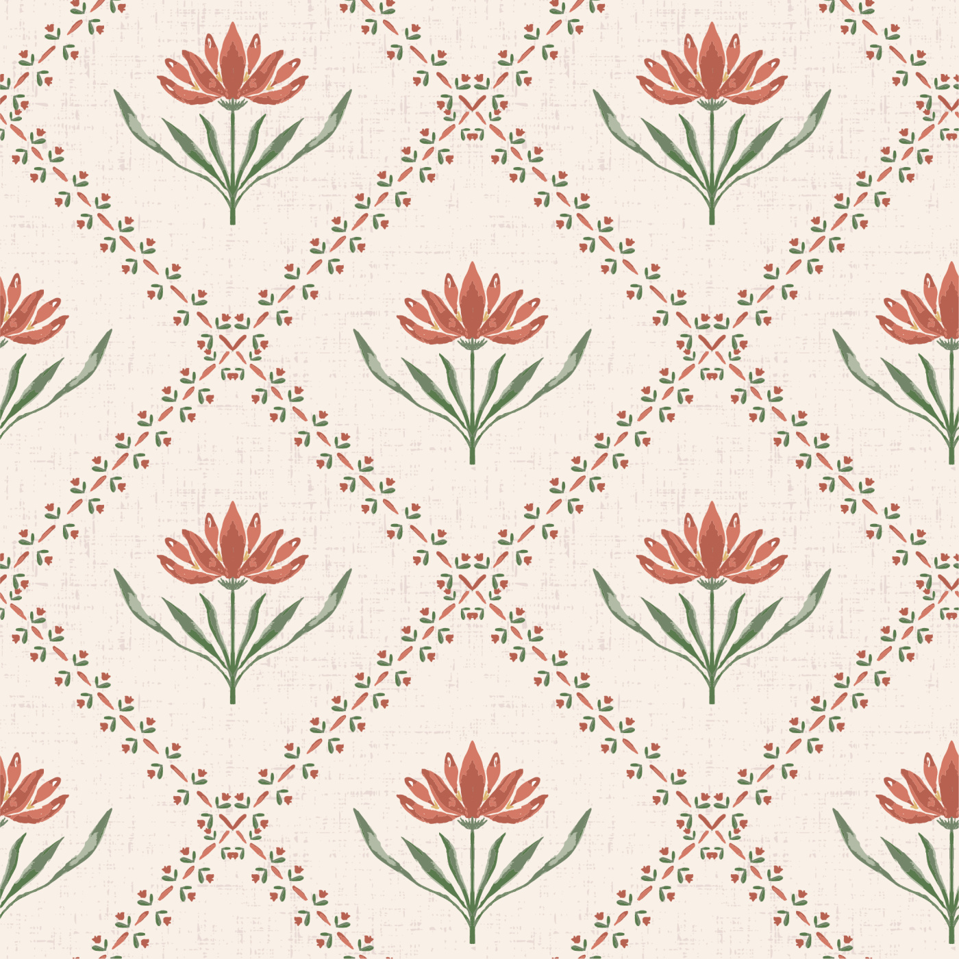 Folk Flower Diamond Wallpaper