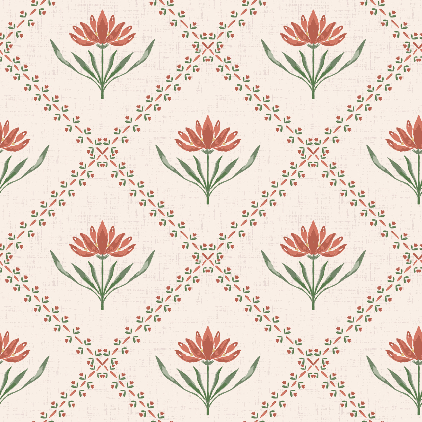 Folk Flower Diamond Wallpaper