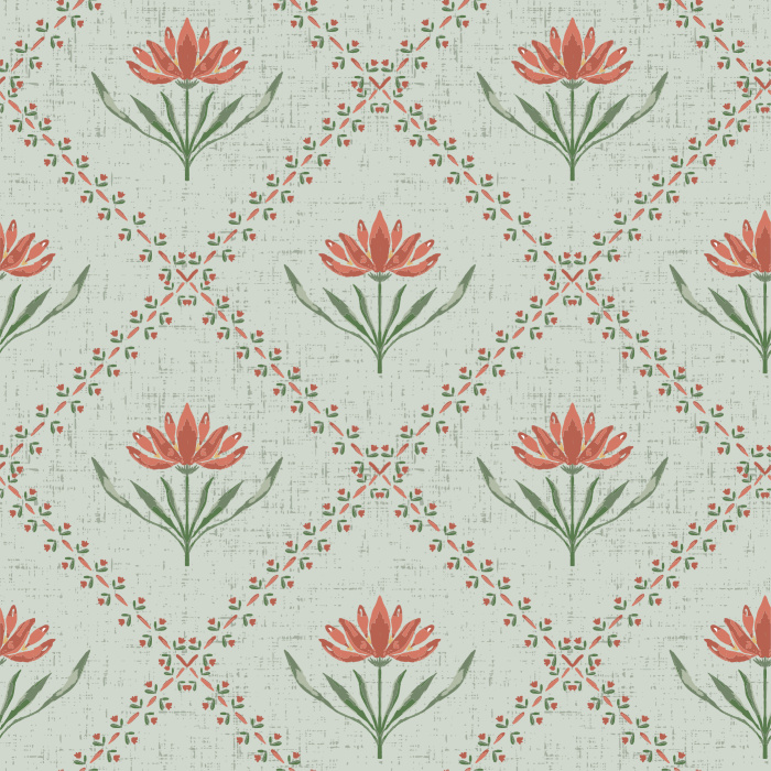 Plant a beautiful garden on any wall in your home with our Folk Flower Diamond Peel and Stick Wallpaper.