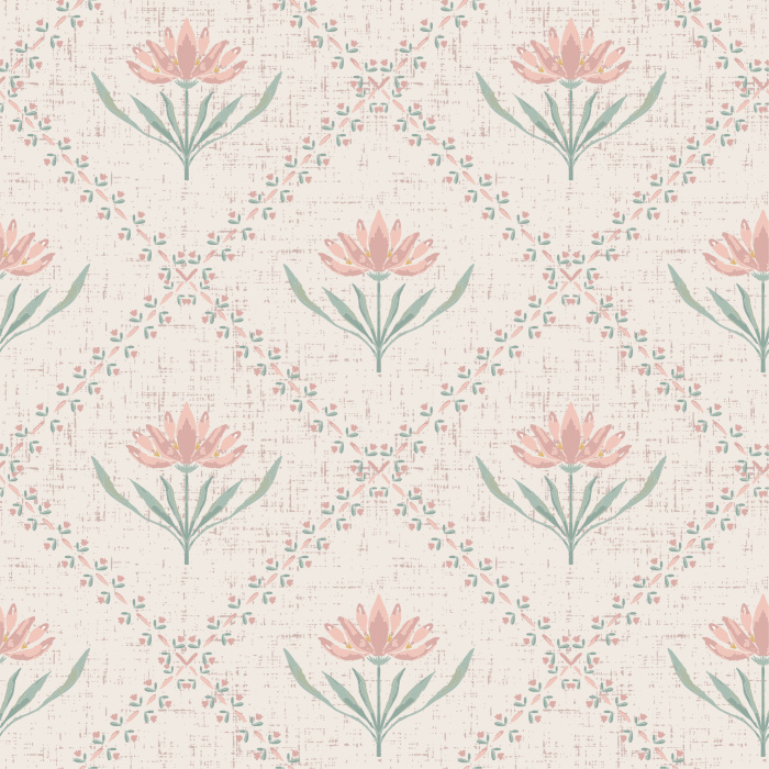 Plant a beautiful garden on any wall in your home with our Folk Flower Diamond Peel and Stick Wallpaper.