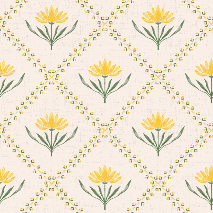 Plant a beautiful garden on any wall in your home with our Folk Flower Diamond Peel and Stick Wallpaper.