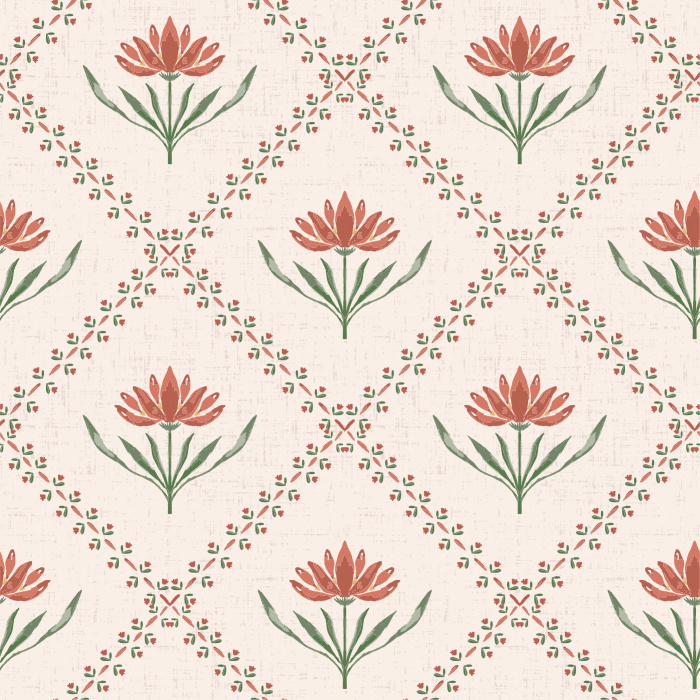 Plant a beautiful garden on any wall in your home with our Folk Flower Diamond Peel and Stick Wallpaper.