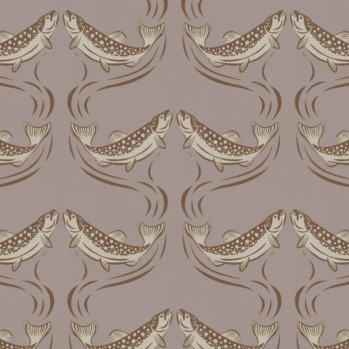 Display your love of the outdoors with a touch of classic elegance with our Trout Upstream Wallpaper.