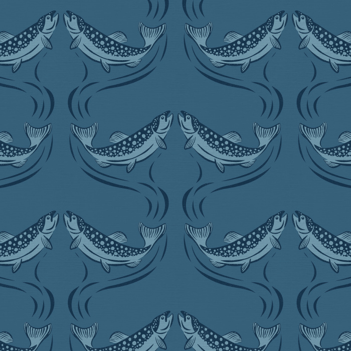 Display your love of the outdoors with a touch of classic elegance with our Trout Upstream Wallpaper.