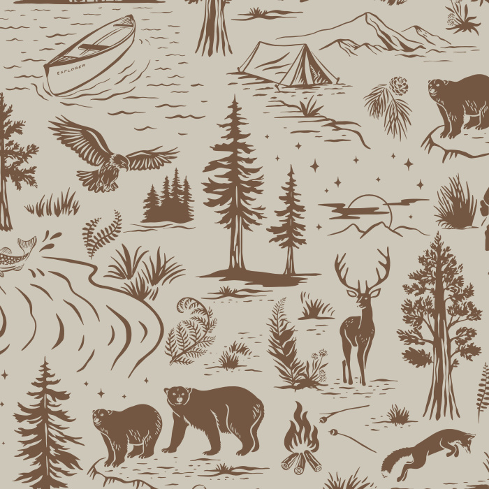 Bring the excitement of the great outdoors into your home with our Wilderness Adventure Wallpaper.