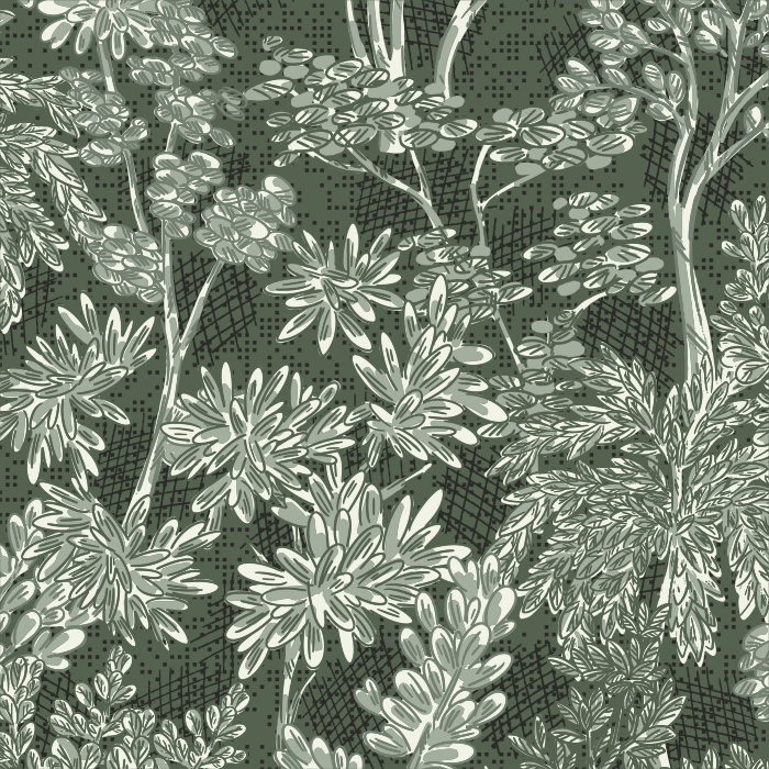 Bring the feel of retro greenery to any wall in your home with our Floral Sketch Peel and Stick Wallpaper.