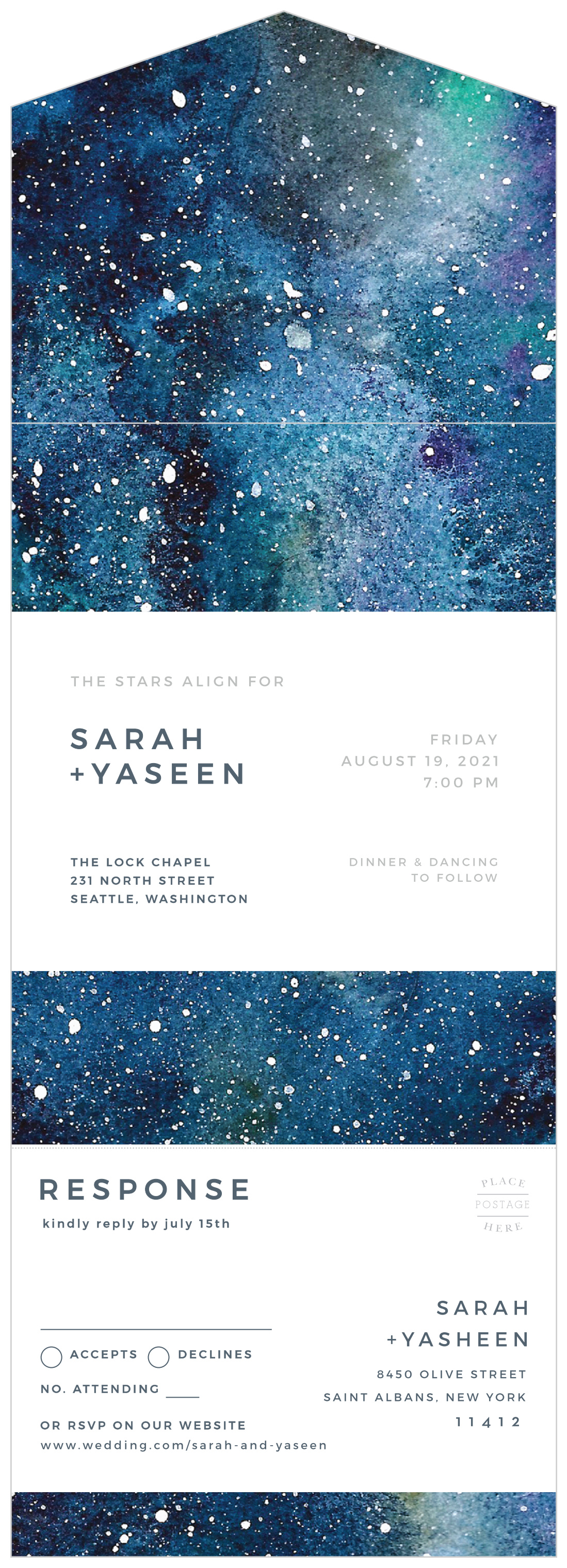 Starry Galaxy Seal & Send Wedding Invitations