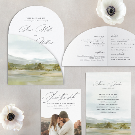 Mountain Painting Wedding Arch Invitations