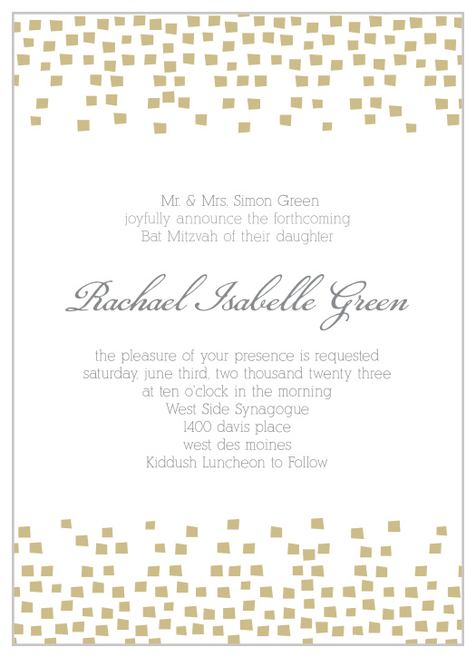 With its super fun confetti, and clear as day wording, this invite is the perfect combination of cool and classy.