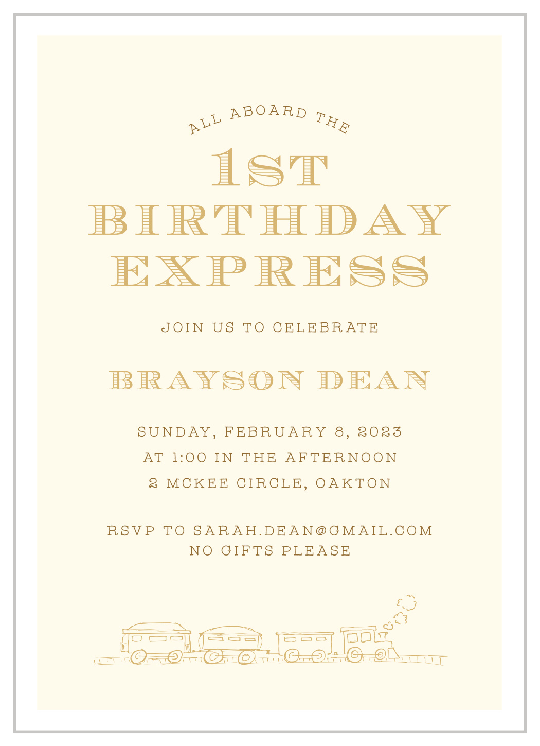 Train Set First Birthday Invitations