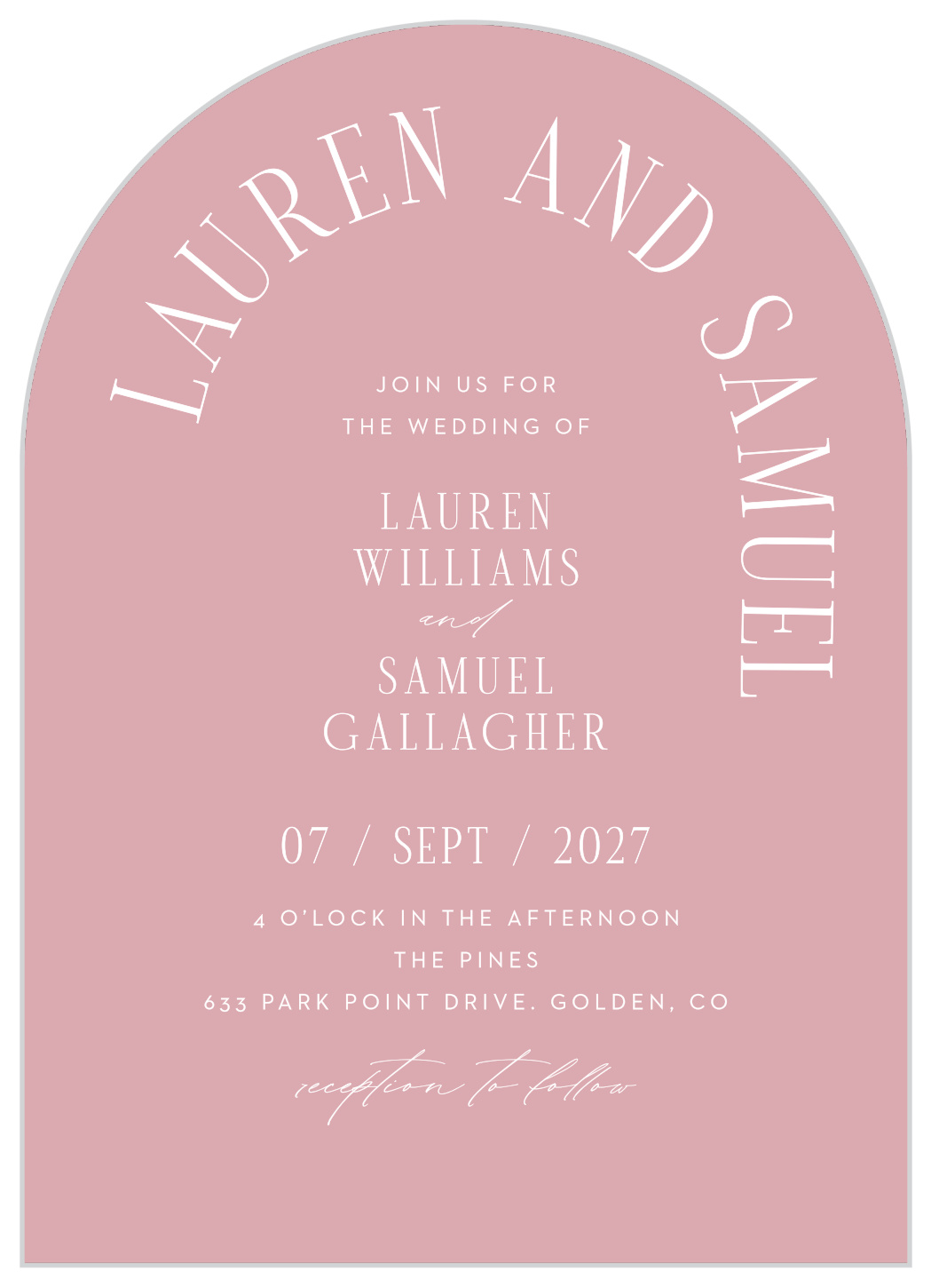 Typographic Love Wedding Arch Invitations
