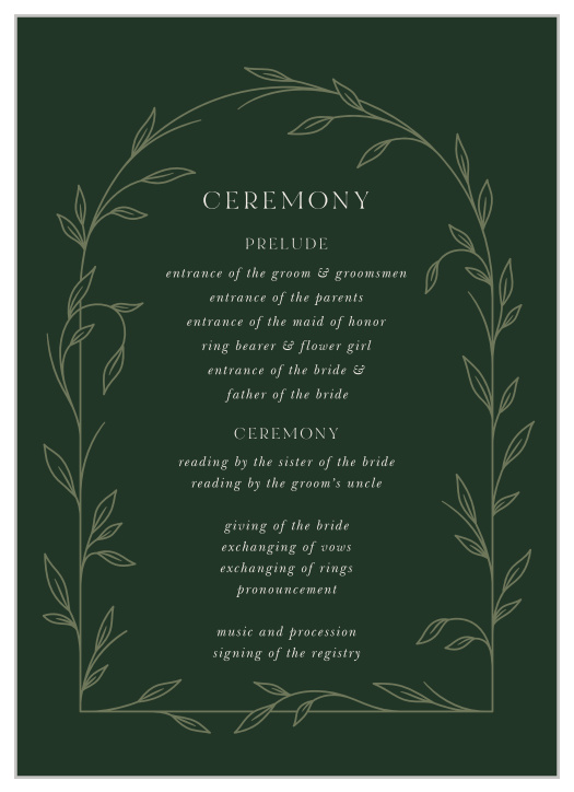 Our Forest Woods Wedding Programs walk your guests through each step of your ceremony.