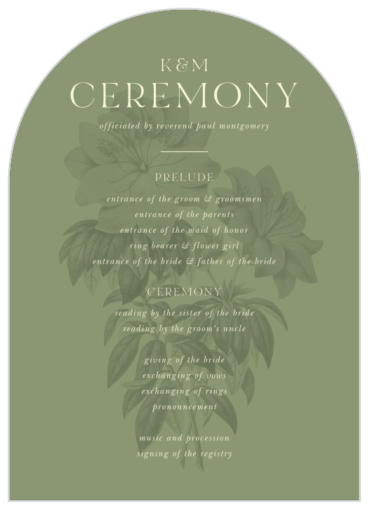 Walk family and friends through every step of your ceremony with our Botanique Elegance Wedding Arch Programs.