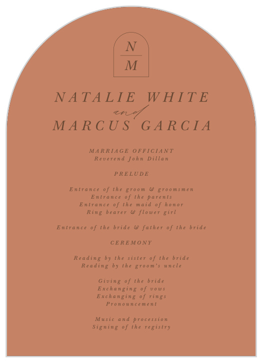 Let family and friends know every step of your ceremony with our Color Blocks Wedding Arch Programs.