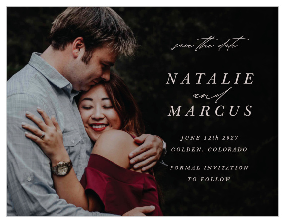 Share the news of your upcoming big day with close friends and family when you send out our Color Blocks Wedding Arch Save the Date Cards.